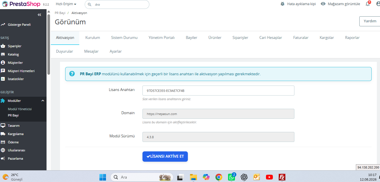 Admin Paneli ekran görüntüsü 1